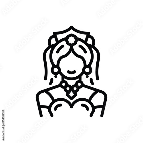 Black line icon for bride