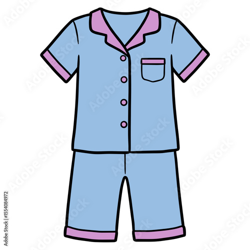 Short sleeve pajama isolated on white background  