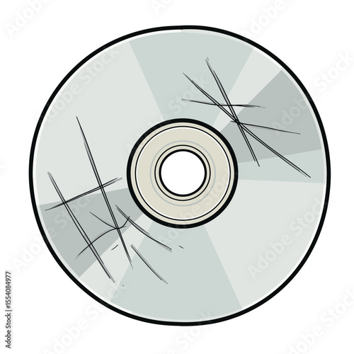 Scratched CD disc isolated on white background  