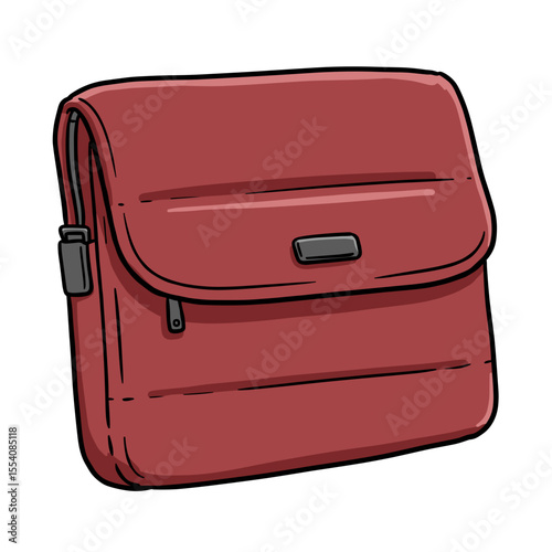 Padded laptop sleeve isolated on white background in red color  