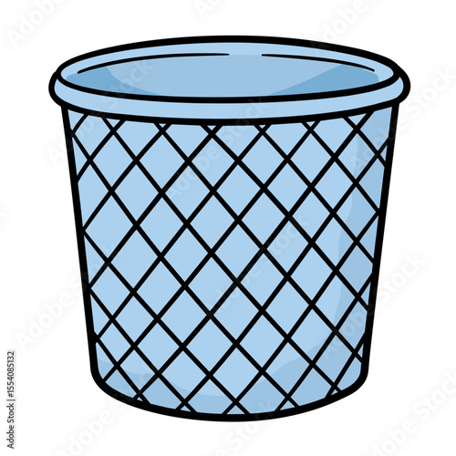 Blue mesh laundry basket isolated on white background  