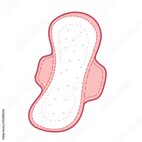 Cotton panty liner isolated on white background with pink edges  