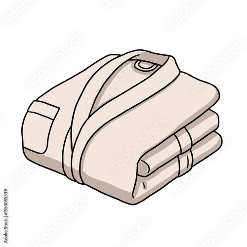 Cotton bathrobe folded isolated on white background  