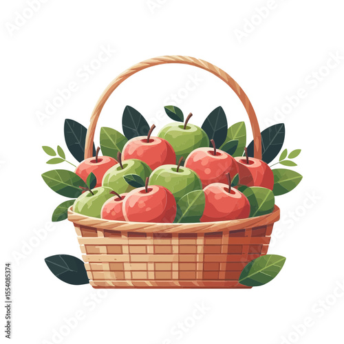 This vibrant basket of apples is perfect for websites or blogs about healthy eating, fruit, harvest, autumn, farming, or fresh produce.

