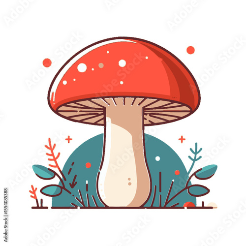 This illustration of a red mushroom is perfect for nature, fantasy, or gardening websites and blogs, adding a whimsical and natural touch to content.

