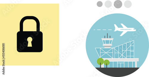 "Airport Security and Travel Safety with Padlock Symbol, Protecting Passengers and Ensuring Secure Global Journeys"