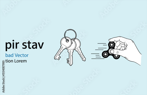 "Conceptual Image: Fidget Spinner Distraction from Important Keys and Responsibilities, Modern Stress Relief Versus Prioritization"