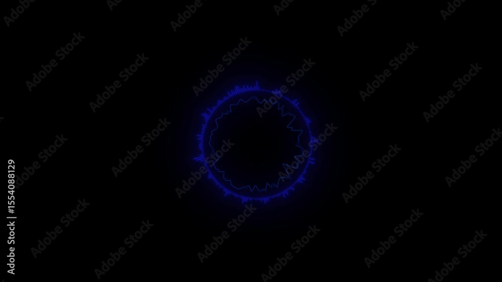 Graphic colorful circular loop of rhythmic audio frequency sound wave on a black background. Audio spectrum animation effect Graphic colorful circular loop of rhythmic audio frequency sound wave on a black background. Audio spectrum animation effect