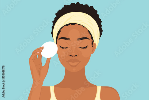 African woman removing makeup vector illustration