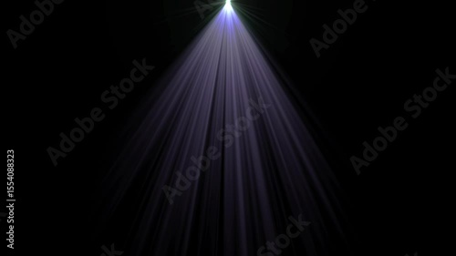Volume Light from Top in the Dark Seamless. White Lamp Rays Shining on Black Background with Flying Backlit Dust Particles 