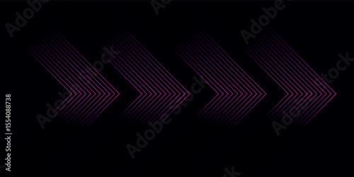 Dynamic Neon Lines Creating Abstract Arrows Over a Black Background vector eps10