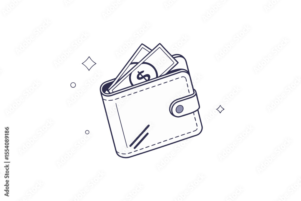 glassmorphism wallet icon with frosted money