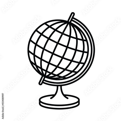 Simple Line Art Illustration of a Globe on a Stand