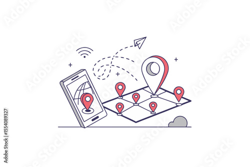 smart map interface d location pins graphic