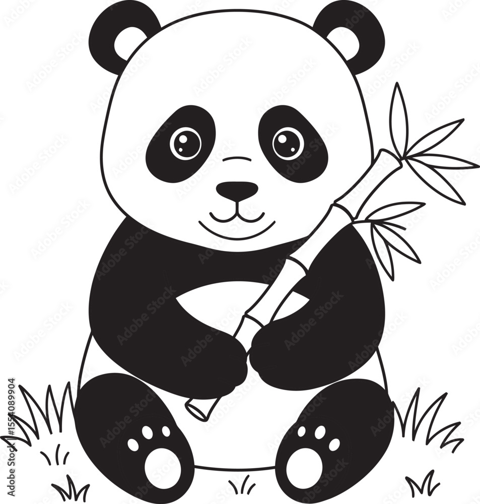 Obraz premium panda animal outline for coloring pages white color background