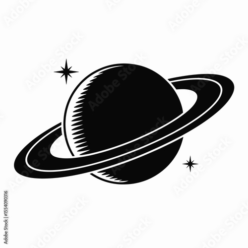 Stylized Ringed Planet Illustration
