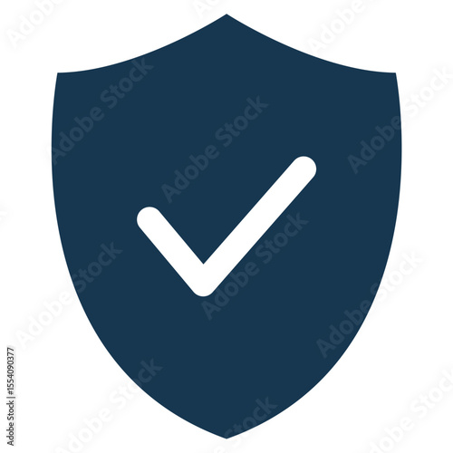 Robust Security Shield Icon with Checkmark, Indicating Comprehensive Protection and Guaranteed Safety for Digital and Physical Assets