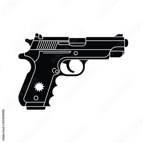 Black Silhouette of a Semi Automatic Handgun