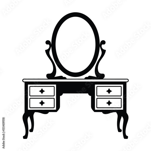 Vintage Dressing Table with Oval Mirror