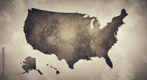 Vintage Map of the United States with Subtle Textural Detail