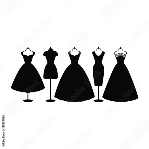Different Types of Black Dresses on Mannequins