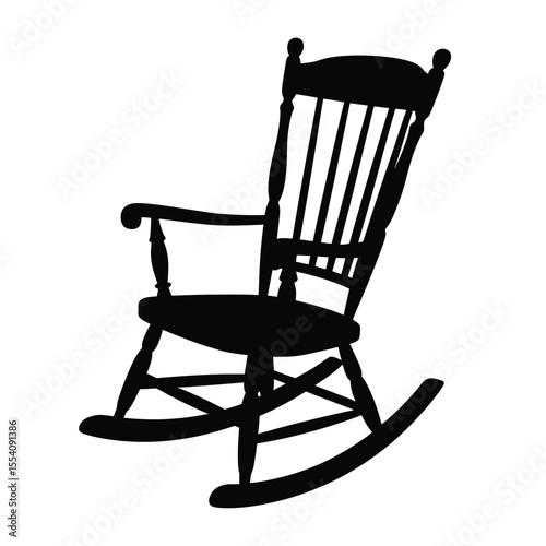 Vintage Wooden Rocking Chair Silhouette