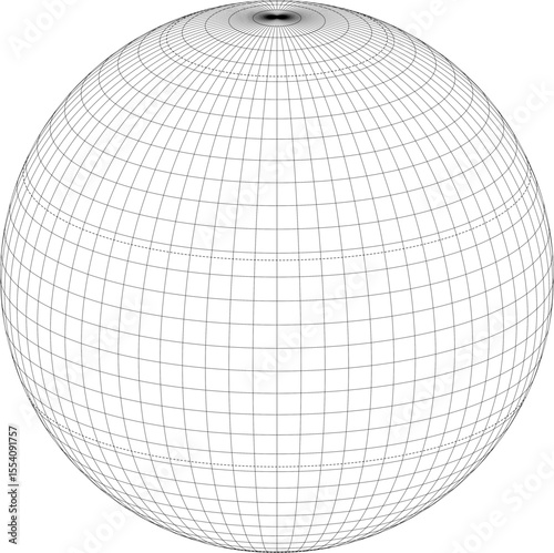 World map hemisphere graticule grid vector with tropic and polar circles (Orthographic projection, 5 × 5 degree intervals, centered at 20° north)