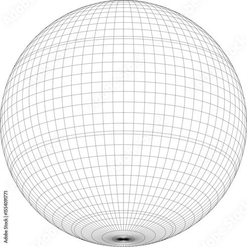 World map hemisphere graticule grid vector with tropic and polar circles (Orthographic projection, 5 × 5 degree intervals, centered at 20° south)