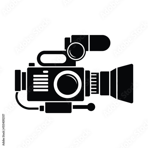 Professional Video Camera Icon Black Silhouette