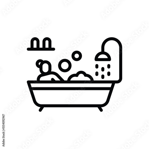 Black line icon for bath