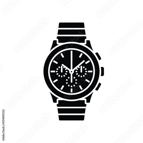 Black and White Chronograph Watch Icon