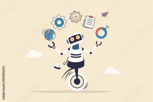 AI artificial intelligence to help productivity, innovation technology for work efficiency, automation or robotic assistance, smart assistance concept, AI robot expert help multitask or productivity.