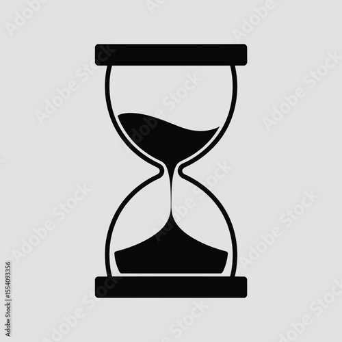Simple Black Hourglass Icon Symbolizing Time Passing on a Light Background