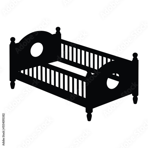 Black Silhouette of Toddler Bed with Cutouts