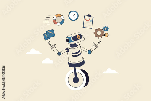 AI artificial intelligence to help productivity, innovation technology for work efficiency, automation or robotic assistance, smart assistance concept, AI robot expert help multitask or productivity.