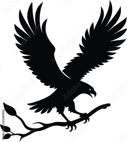 Birds in Flight Silhouette Collection, Flying Eagle, Dove, Crow, and Wildlife Vector Set