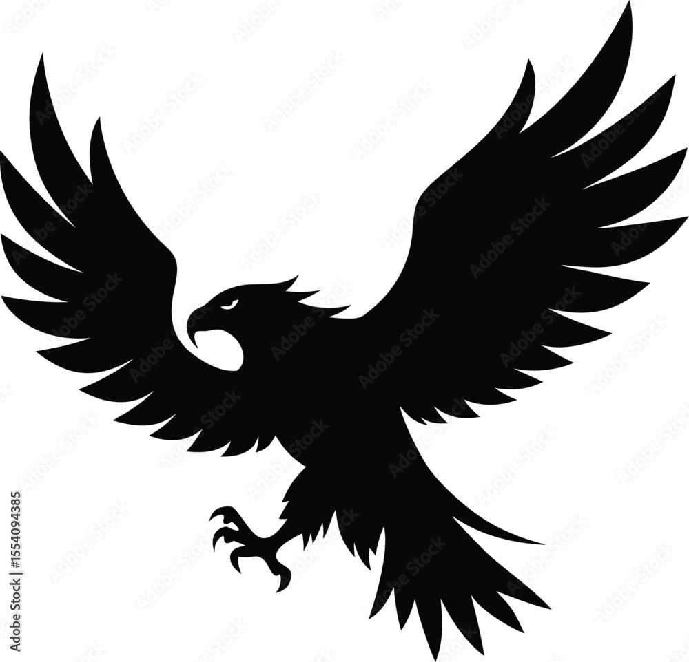 Fototapeta premium Birds in Flight Silhouette Collection, Flying Eagle, Dove, Crow, and Wildlife Vector Set