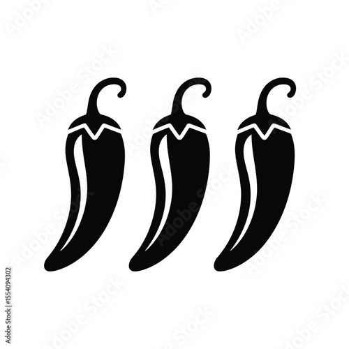 Three Jalapeno Peppers Icon Black Silhouette