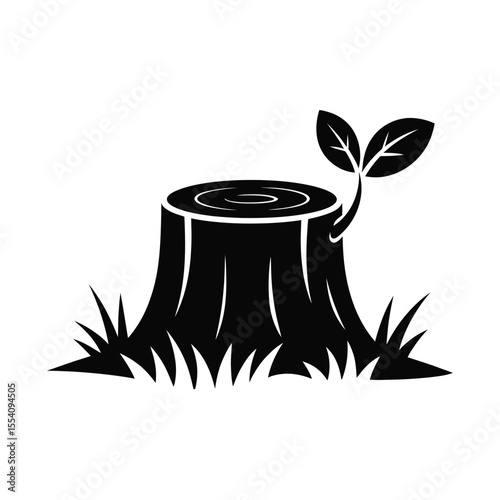 Tree Stump with Sprout in Grass Icon