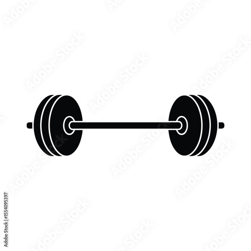 Simple Black Silhouette of a Weightlifting Barbell
