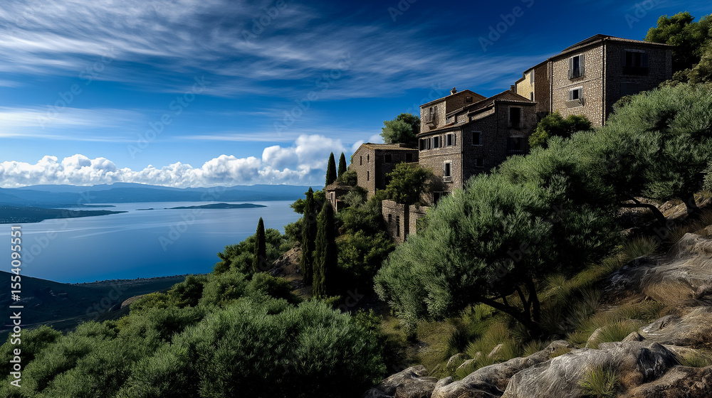 Fototapeta premium Stone Fortress Village, Mediterranean