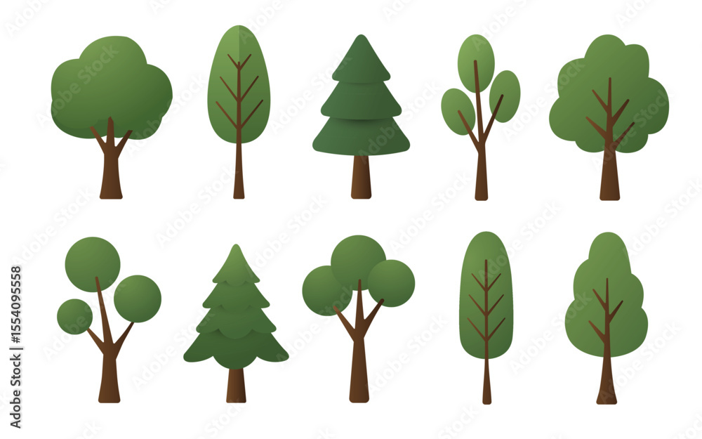 Fototapeta premium Gradient Tree Vector Set