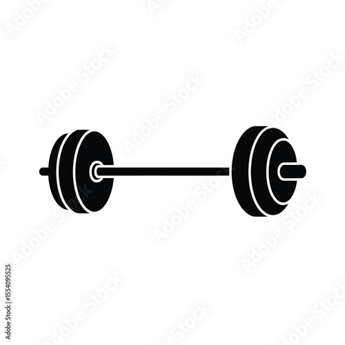 Simple Black Silhouette of a Weightlifting Barbell