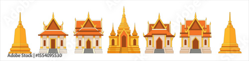 Set of Traditional Thai Temples