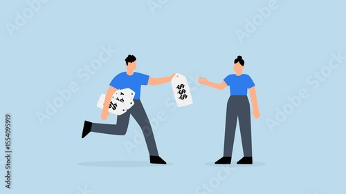 4k animation of businessman offers price that customer can choose.
