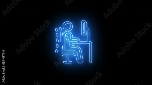 Remote worker using computer workstation in digital blue holographic style