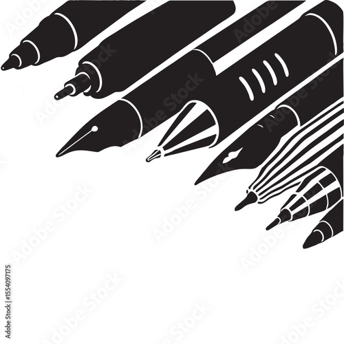 Silhouette drawing of fountain pen on white background