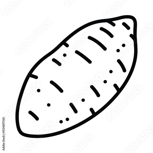 Hand Drawn Line Art Single Sweet Potato Illustration