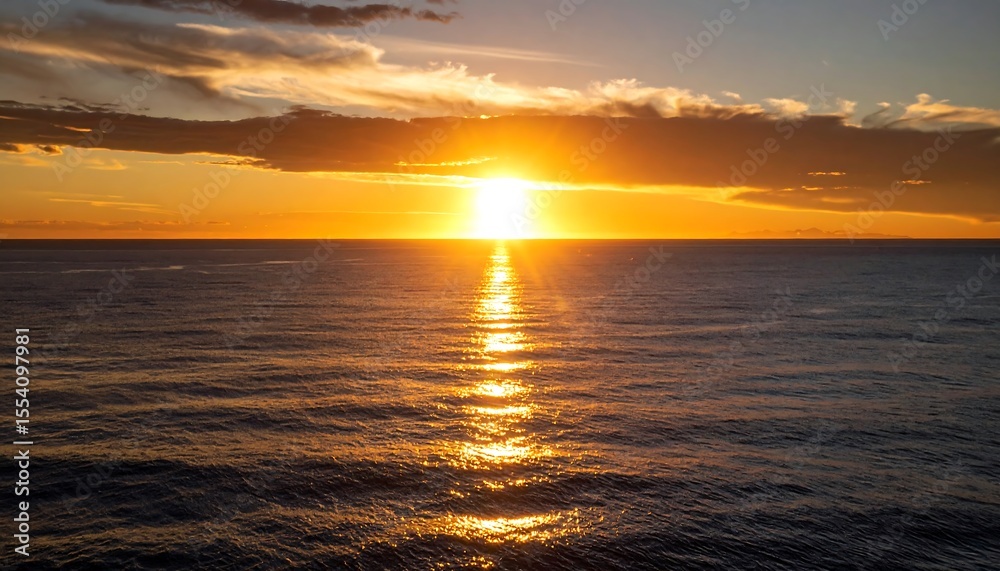 Fototapeta premium Golden sunset over calm ocean
