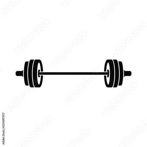 Simple Black and White Barbell Illustration for Fitness and Weightlifting Designs